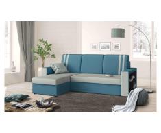 JUSTyou Wilona Ecksofa Links Stoffbezug NEO Blau Grau
