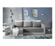 JUSTyou Kaori Ecksofa Weiß Dunkelgrau Links Kunstleder Strukturstoff