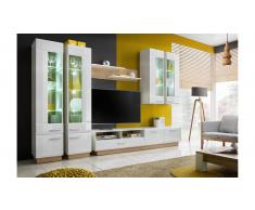 JUSTyou Fulda Wohnwand Sanremo Eiche | Weiß Hochglanz