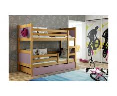 JUSTyou Leon Etagenbett Erle Violett 80x185 cm