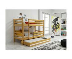 JUSTyou Kera mit Extrabett Etagenbett 80x190 cm Erle Weiß
