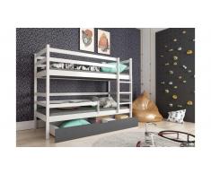 JUSTyou Nodi Etagenbett Weiß Graphit 80x185 cm