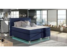 JUSTyou Mars LED Boxspringbett Dunkelblau 160x200 Kunstleder