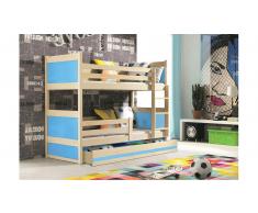 JUSTyou Lora Etagenbett 80x160 cm Kiefer Blau