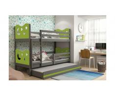 JUSTyou Ola mit Extrabett Etagenbett 80x190 cm Graphit Grün