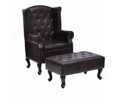 vidaXL Chesterfield Sessel Hocker Ohrensessel Relaxsessel Ledersessel Lounge