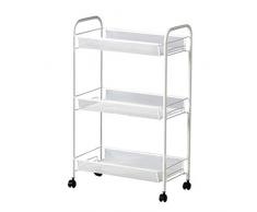 Zhuowei Rollwagen mit Fächern Servierwagen Regalwagen Badrollwagen Küchenregal Küchenwagen,Weiß