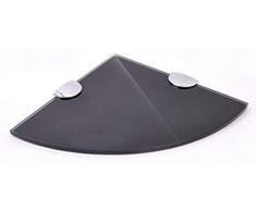 Eckregal aus gehärtetem Glas, 250 mm, 6 mm dick, für Badezimmer, Schlafzimmer, Küche, Büro, mit Chrom-Finish, Schwarz oder Weiß