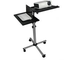 Systafex Profi Projektorwagen Laptopwagen Rollwagen Laptoptisch Beamer Wagen Notebooktisch Verstellbar und Neigbar