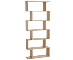HOMCOM Bücherregal Wandregal Raumteiler mit 6 Fächern Standregal Aktenregal Eiche L80 x B23 x H192 cm