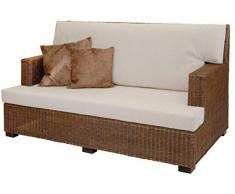 korb.outlet Rattan-Sofa 2-Sitzer in der Farbe Vintage Braun inkl. Polster/Wohnzimmer Couch aus echtem Rattan