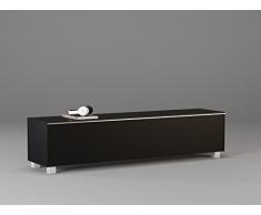 TV-Board Soundboard MAJA Soundconcept verschiedene Farben mit Akustikstoff schwarz in 140x43x42cm oder 180x43x42cm (180, Schwarzglass)
