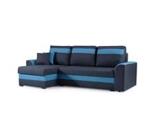 mb-moebel kleines Ecksofa Sofa Eckcouch mit Schlaffunktion und Zwei Bettkasten Ottomane L-Form Schlafsofa Bettsofa Polsterecke Wohnlandschaft ZENO (Blau, Ecksofa Links)