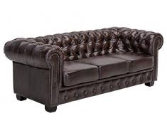 Woodkings® Chesterfield Sofa 3-Sitzer Braun Vintage Echtleder Couch Bürosofa Polstermöbel 3 Sitzer antik Designsofa Federkern unikat Herrenzimmer englisches Leder Stilsofa
