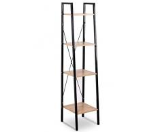 WOLTU RGB9284hei Standregal Badregal Bücherregal Küchenregal Schuhregal aus Holz und Stahl, mit 4 Ablagen, ca. 34 x 35 x 148 cm, Schwarz + Hell Eiche