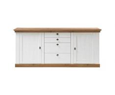 Newfurn Sideboard Kommode Landhaus Anrichte Highboard Mehrzweckschrank II 210x91x 52 cm (BxHxT) II [Malte.Eleven] in Pinie Weiß/Pinie Weiß Wohnzimmer Schlafzimmer Esszimmer