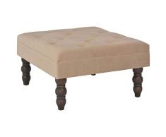 Festnight Hocker | Sitzhocker | Samt Polsterhocker | Fußhocker | Samthocker | Fusshocker | Stoffhocker | Beige Samt mit Holzbeine 60 x 60 x 36 cm