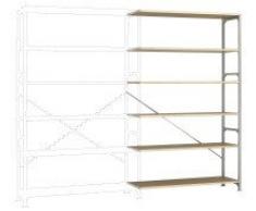 Manuflex Lagerregal Budget , Anbauregal mit 6 Holzverbundböden, HxBxT = 2500x1500x1000 mm