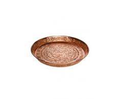 Orientalisches rundes Tablett aus Metall Ferda 40cm groß Kupfer | Marokkanisches Vintage Teetablett mit Rand | Orient Serviertablett Rund Rutschfest | Orientalische Dekoration auf dem gedeckten Tisch