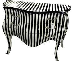 Casa Padrino Barock Kommode Schwarz/Weiß Streifen 120cm Mod - Antik Stil Möbel