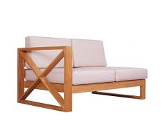 Teako Design Outdoor Sofa Molveno Seitenteil Links mit Auflagen unbehandeltes Massivholz Wetterfest robust Teakholz