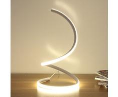 Modeen Spiral-LED-Tischlampe, moderne LED-Schreibtischlampe, Schlafzimmer Nachttischlampe Arbeitsstudie Augenlicht minimalistischen platzsparenden Design, 40W warmes Licht, Smart Acryl Material perfekt für Schlafzimmer Wohnzimmer ( Color : White )
