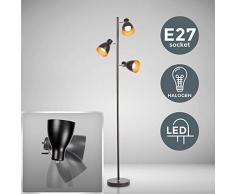 B.K.Licht I schwenkbare Stehlampe I E27 Fassung max 25W I 3-flammig I Retro Metall Stehleuchte I Schwarz-Gold I Höhe: 166cm I ohne Leuchtmittel