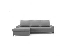 mb-moebel Ecksofa mit Schlaffunktion Eckcouch mit Bettkasten Sofa Couch L-Form Polsterecke Delice (Dunkelgrau, Ecksofa Links)