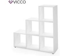 Vicco Treppenregal 6 Fächer Raumteiler Stufenregal Bücherregal Raumtrenner Aktenregal Standregal