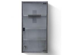 Medizinschrank - abschließbar, 4 Fächer, Stahl, Glas, Tür, 30x60x12cm, Silber - Medikamentenschrank, Arzneischrank, Erste Hilfe Schrank, Hausapotheke, Apothekerschrank