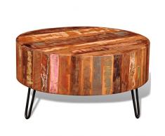 vidaXL Kaffeetisch Couchtisch Loungetisch Altholz Recyceltes Massivholz Rund