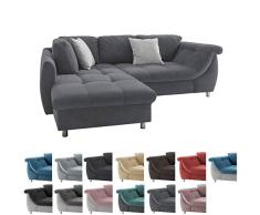 lifestyle4living Ecksofa mit Schlaffunktion | Eckcouch Eckgarnitur Polsterecke L Couch Sofa L Form | Wohnlandschaft inkl. Rückenkissen und Zierkissen | Stoff Anthrazit
