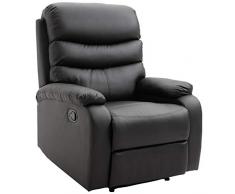 HOMCOM Liegesessel Relaxsessel Sessel Liegefunktion Neigungswinkel 168 ° Schwarz L82 x B97 x H100 cm