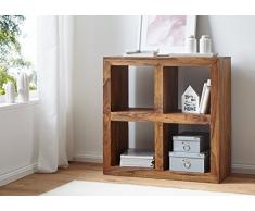 KADIMA DESIGN Design Standregal/Holz-Regal IABMUM Massivholz Sheesham 82 cm hoch mit 4 Böden Naturprodukt im Landhaus-Stil