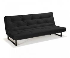 Futonsofa Fraction - Schlafsofa 140 x 200 cm mit Futon & Lattenrost, Farbe Futon wählbar, Versteppung Metallknopf in Futonfarbe, Futonfarbe:Grau, Futonauflage:Futon Nagaoka Latex