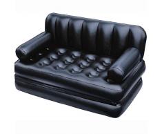 HMY Aufblasbares Sofa, Leder Schlafsofa Outddor Möbel Garten Sofa Schlafzimmer Bewegliches Weiches Bett Wohnmöbel,Schwarz