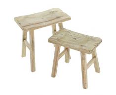 FRANK FLECHTWAREN Holzhocker Rustikal im 2er Set