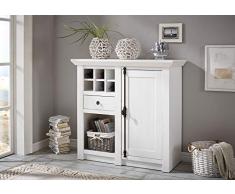 Newfurn Sideboard Kommode Landhaus Anrichte Highboard Mehrzweckschrank II 105x100x 45 cm (BxHxT) II [Max.Five] in Pinie Weiß Nachbildung/Pinie Weiß Nachbildung Wohnzimmer Schlafzimmer Esszimmer