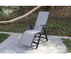 Villana Relaxsessel, anthrazit/grau, Alu/Textilene, 67 x 58 x 110 cm, klappbar