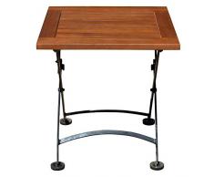 Spetebo Eukalyptus Gartentisch mit Metall Gestell - 45 cm - Garten Klapptisch Holz Bistrotisch Beistelltisch