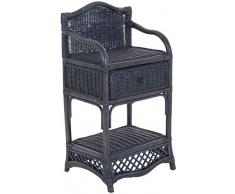 korb.outlet Rattan-Regal Kolonial STYL mit Einer Schublade DE (Dunkel Blau)