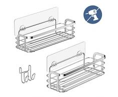 Duschkorb aus Edelstahl Avoalre Duschablage ohne Bohren Duschkorb zum hängen 2 Pack Dusche Ablage mit Saughaken