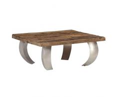 vidaXL Opium Couchtisch Sofatisch Kaffeetisch Tisch Altholz und Stahl 80×78×35
