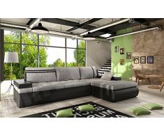 Mirjan24 Big Ecksofa Oslo, Eckcouch mit Bettkasten und Schlaffunktion, Sofa, Bettsofa, L-Form Couch, Elegante Schlafcouch, Polsterecke, Farbauswahl (Seite: rechts, Soft 011 + Lawa 05)