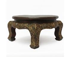 Opiumtisch Dunkel Antik Rund (ca. 30cm Ø - 17cm hoch) Beistelltisch orientalischer Tisch Nachttisch