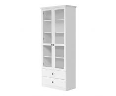 trendteam Wohnzimmer Vitrine Schrank Wohnzimmerschrank Baxter, 81 x 196 x 41 cm in Weiß Dekor im Landhausstil
