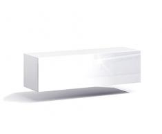RODRIGO TV Lowboard Hängeboard Board Schrank mit Hochglanz 105 cm Länge (korpus matt weiß + Front weiß Hochglanz)