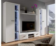 Küchen-Preisbombe TOP Wohnwand Rumba XL Anbauwand Wohnkombi Wohnzimmer Weiss matt