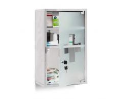 Relaxdays EMERGENCY Medizinschrank XL extra tief aus Edelstahl HxBxT: ca. 50,5 x 30 x 18 cm mit 3 Fächern und Glas-Tür zum Abschließen mit 2 Schlüsseln für kindersichere Medikamenten-Lagerung, silber