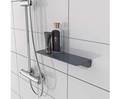 SCHÜTTE 10501 Duschablage selbstklebend Duschregal ohne Bohren Badregal Anthrazit Badablage zum Kleben Wandablage Bad Regal für Badezimmer
